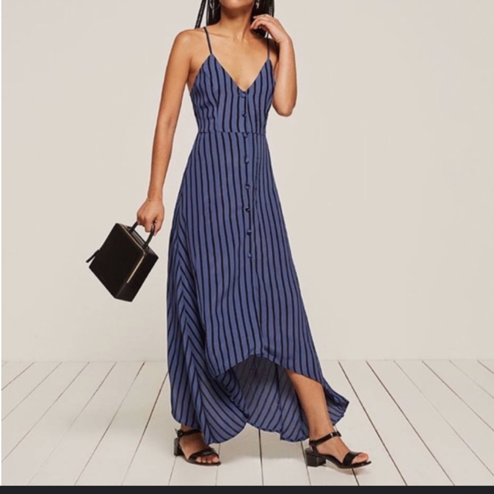 Reformation Blue and Black Dress